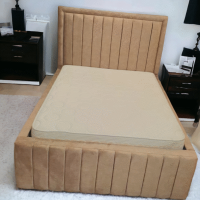 Camel Brown Vertical Panel Sleigh Bed