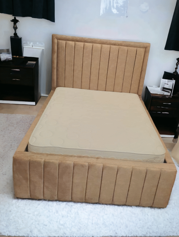 Camel Brown Vertical Panel Sleigh Bed