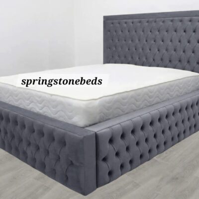 Luxury Grey Velvet Chesterfield Ottoman Bed Frame