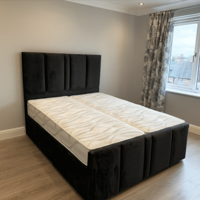 Charcoal Dual Panel Ottoman Bed